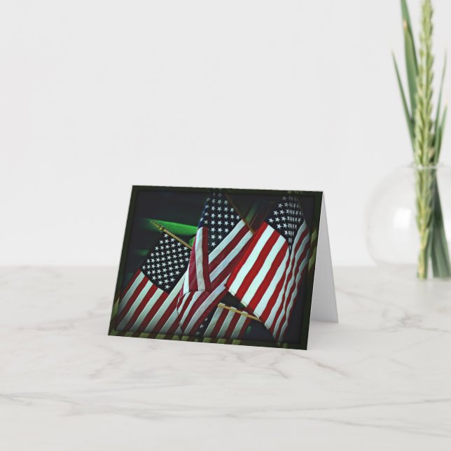 Patriotisk amerikansk flagga/militär kort (Framsida)