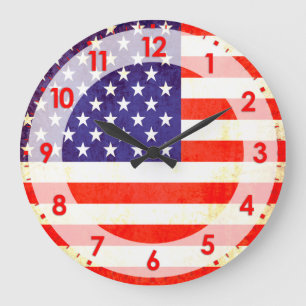 Patriotisk amerikansk flagga numrerad väggklocka
