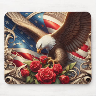 Patriotisk amerikansk flagga och örn musmatta