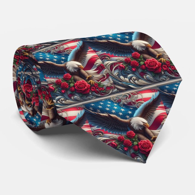 Patriotisk amerikansk flagga och örn slips (Rullad)