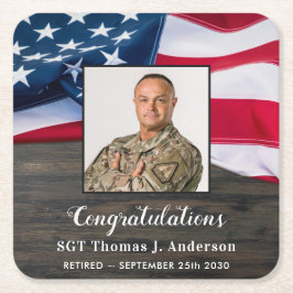 Patriotisk amerikansk Flagga Pension Underlägg Papper Kvadrat