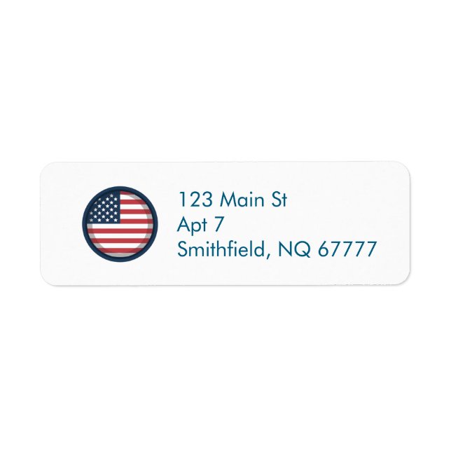 Patriotisk amerikansk flagga  returadress etikett (Framsidan)