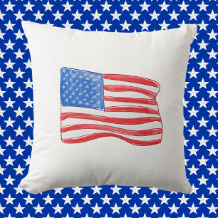 Patriotisk amerikansk flagga   Röd Vit Blå America Kudde