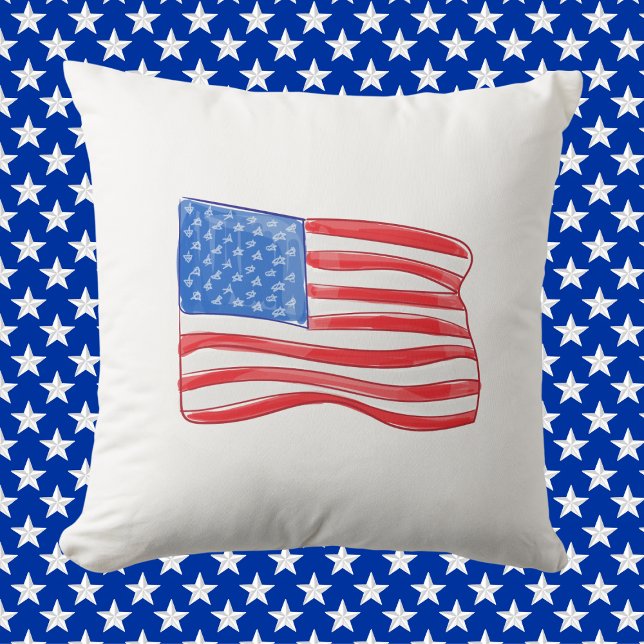 Patriotisk amerikansk flagga | Röd Vit Blå America Kudde (Skapare uppladdad)