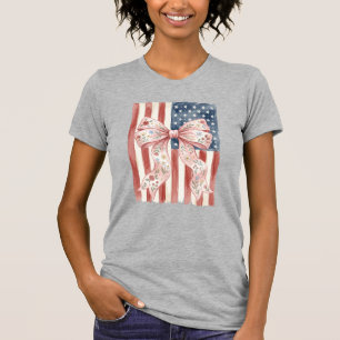 Patriotisk amerikansk flagga rosa slinga Coquette T Shirt