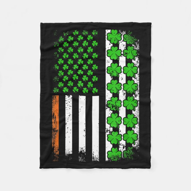 Patriotisk amerikansk flagga shamrock st patricks  fleecefilt (Framsidan)