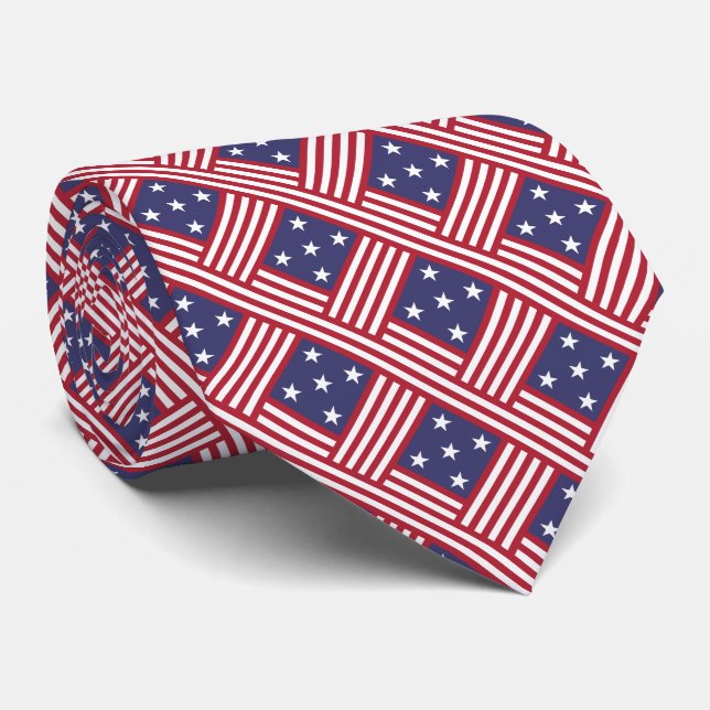 Patriotisk amerikansk flagga stjärnor och ränder m slips (Rullad)
