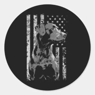 Patriotisk amerikansk flagga svart Labrador-presen Runt Klistermärke