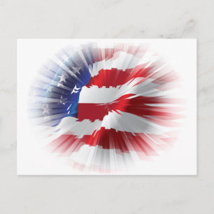 Patriotisk amerikansk flagga unik vykort