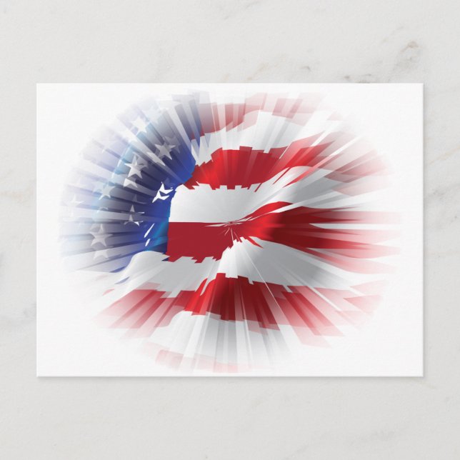 Patriotisk amerikansk flagga unik vykort (Framsida)