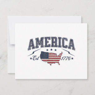 Patriotisk amerikansk flagga USA Est 1776 4:e juli Tack Kort