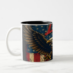 Patriotisk amerikansk flagga USA stolthet kaffemug Två-Tonad Mugg