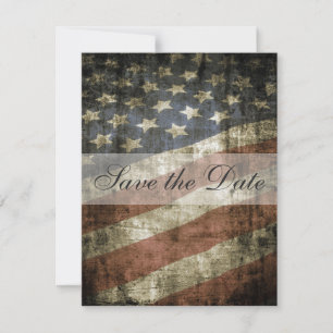 Patriotisk amerikansk flagga vintage bröllop spara datumet