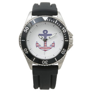 Patriotisk amerikansk flaggankare nautisk armbandsur
