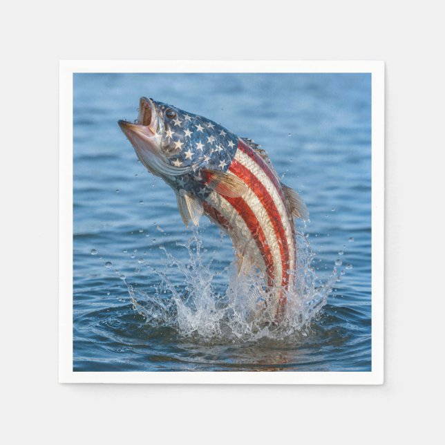 Patriotisk amerikansk flaggfisk pappersservett (Framsidan)