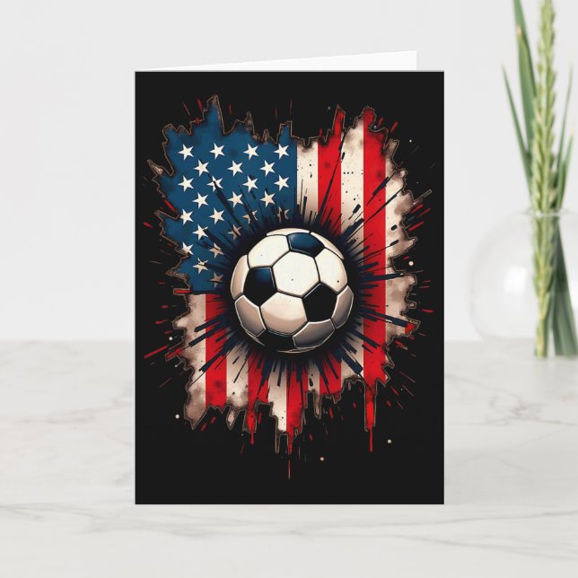 Patriotisk amerikansk flaggfotboll  kort (Framsida)