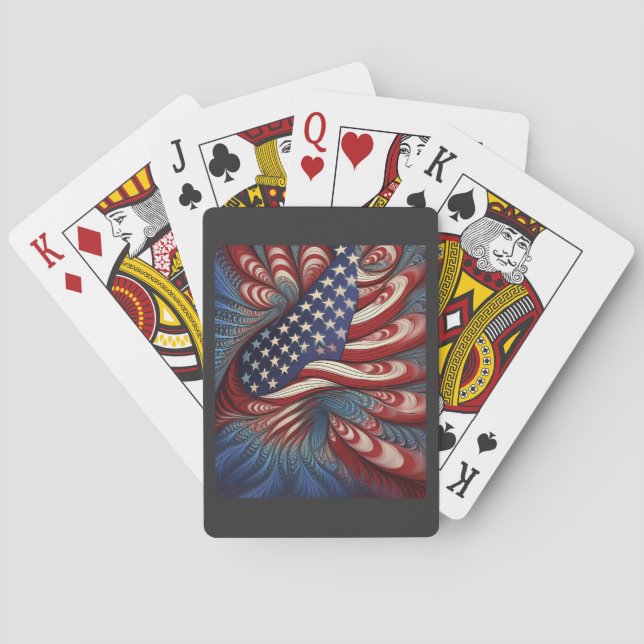 Patriotisk amerikansk flaggfraktal casinokort (Baksidan)