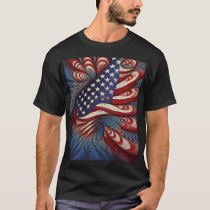 Patriotisk amerikansk flaggfraktal t shirt