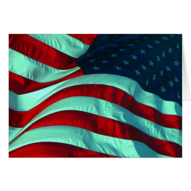 Patriotisk amerikansk flaggnot OBS kort (Framsidan Horizontal)