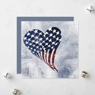 Patriotisk amerikansk flytande hjärta-konst julkort