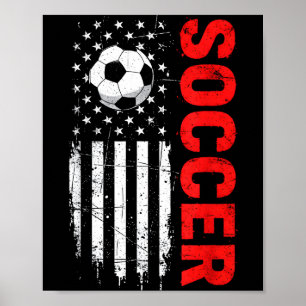 Patriotisk amerikansk fotboll tänd amerikansk flag poster