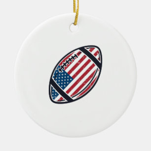 Patriotisk Amerikansk Fotboll Vintage Vektor Desig Julgransprydnad Keramik