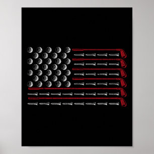 Patriotisk Amerikansk Golfare Present Usa Flagga G Poster