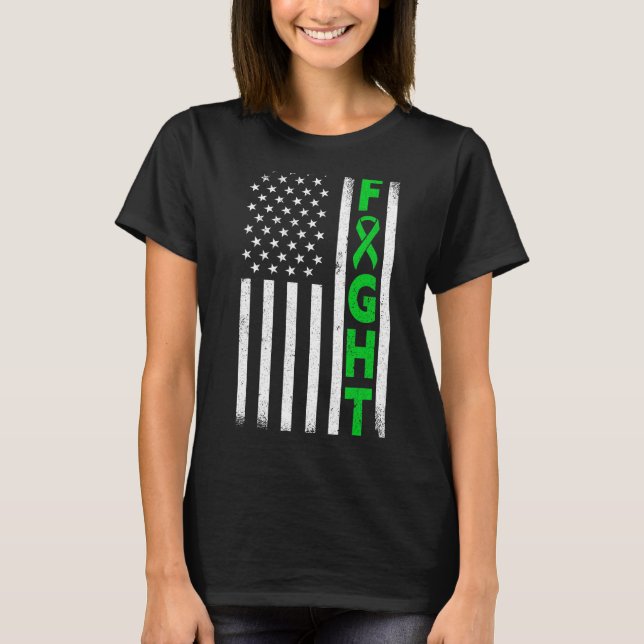 Patriotisk amerikansk Grönt Ribbon Mental Health T Shirt (Framsida)
