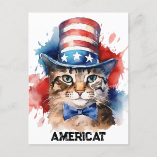 Patriotisk amerikansk katt, 4 juli shoppingväska  vykort