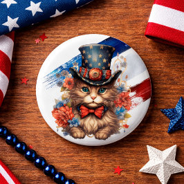 Patriotisk amerikansk katt knapp