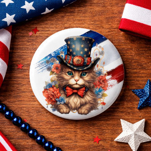 Patriotisk amerikansk katt knapp