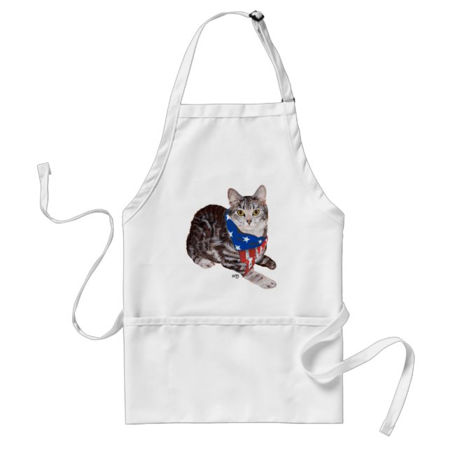 Patriotisk amerikansk korthårig tabby katt förkläde (Framsidan)