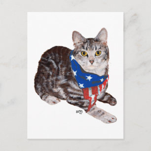 Patriotisk amerikansk korthårig tabby katt vykort