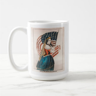 Patriotisk amerikansk kvinna | Amerikansk flagga | Kaffemugg