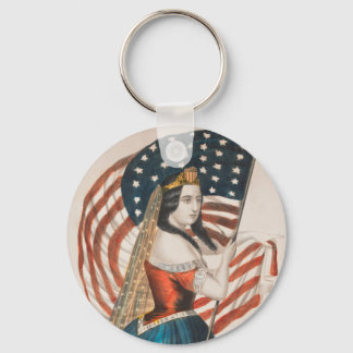 Patriotisk amerikansk kvinna | Amerikansk flagga | Nyckelring