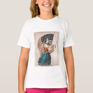 Patriotisk amerikansk kvinna | Amerikansk flagga | T Shirt