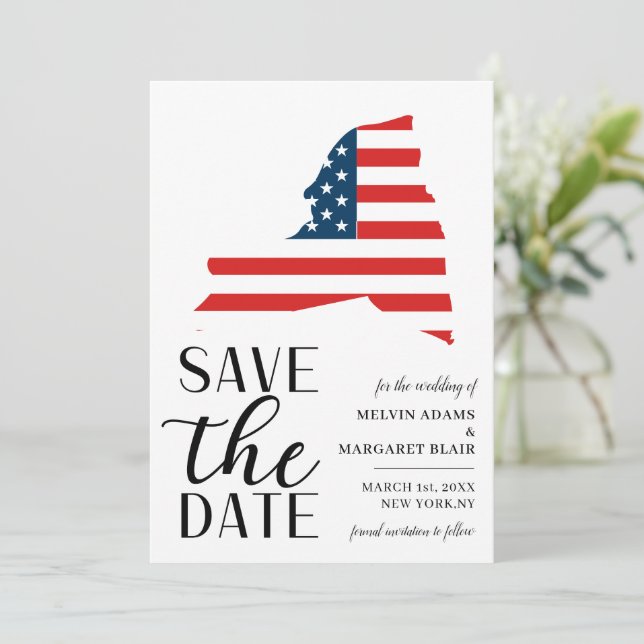 Patriotisk amerikansk New York destination wedding Spara Datumet (Stående Fram)