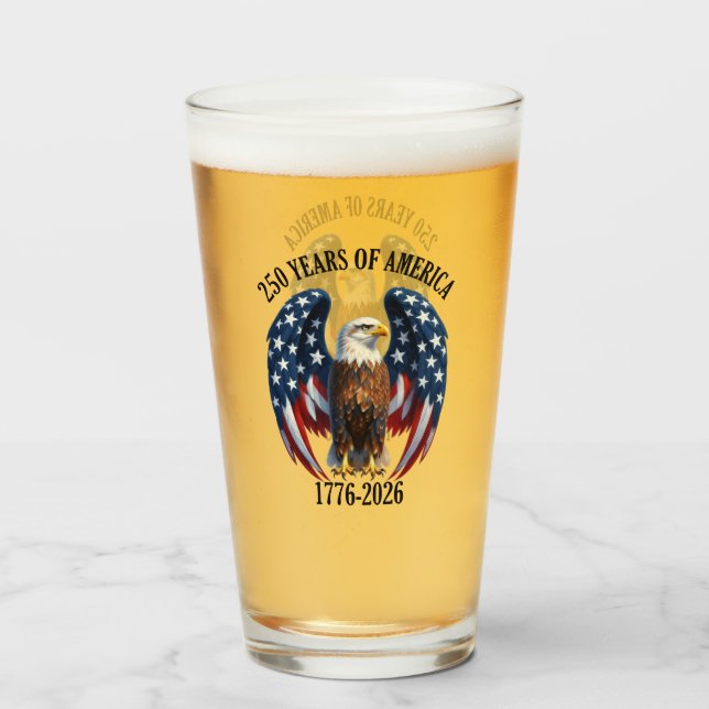 Patriotisk Amerikansk Örn 250 År 1776-2026 Glaskopp (Framsida fylld)