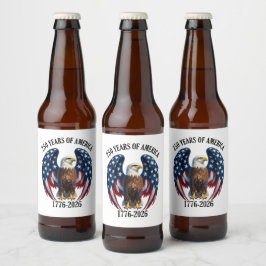 Patriotisk Amerikansk Örn 250 År 1776-2026 Ölflaska Etikett