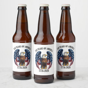 Patriotisk Amerikansk Örn 250 År 1776-2026 Ölflaska Etikett