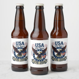 Patriotisk Amerikansk Örn 250 År 1776-2026 Ölflaska Etikett