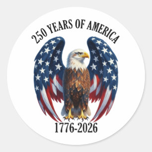Patriotisk amerikansk örn 250 år 1776-2026 runt klistermärke