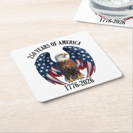 Patriotisk amerikansk örn 250 år 1776-2026 underlägg papper kvadrat