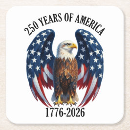 Patriotisk amerikansk örn 250 år 1776-2026 underlägg papper kvadrat