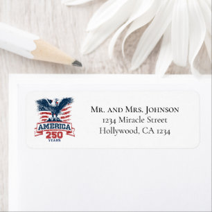 Patriotisk amerikansk örn 250-årsjubileum speciald returadress etikett