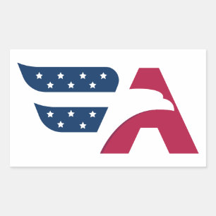 Patriotisk amerikansk örn bokstav A flagga Rektangulärt Klistermärke