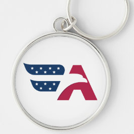 Patriotisk amerikansk örn Bokstav A Flagga Rund Silverfärgad Nyckelring