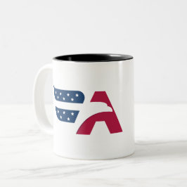 Patriotisk amerikansk örn Bokstav A Flagga Två-Tonad Mugg