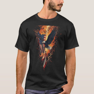 Patriotisk amerikansk örn eldflagga t shirt
