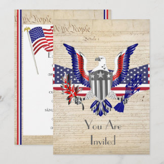 Patriotisk amerikansk örn, flagga och konstitution inbjudningar